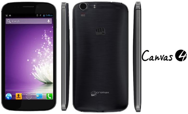 Micromax Canvas 4 gets Blown - 5inch HD display, 1.2 GHz Quad-Core CPU, 13MP Camera for Rs 17,999