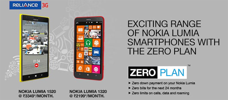 RCom introduces 'Zero Plan' for Nokia Lumia 1520 and Lumia 1320 with Unlimited benefits