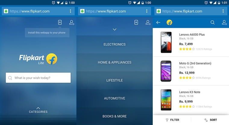Flipkart comes back with its Mobile Website - launches Flipkart Lite