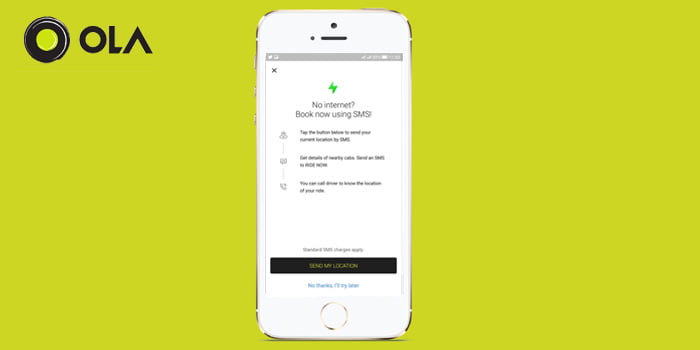 Ola now allow offline Cab booking on its app via SMS