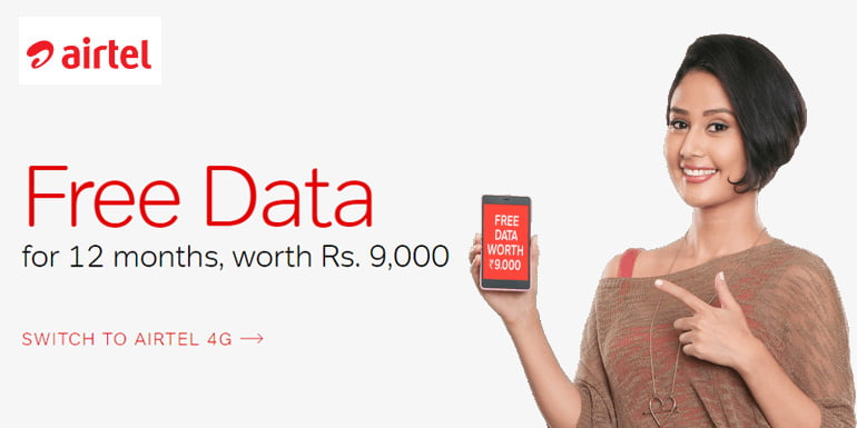 Switch to Airtel 4G and Get Free Data for 12 Months, but there is a catch