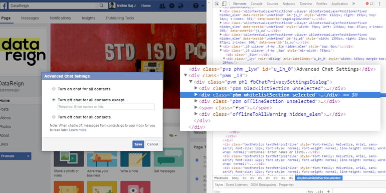 Re-enable Missing Facebook Chat Option for Selected Contacts