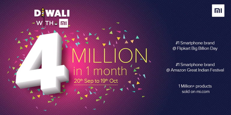 Four Million Smartphones sold by Xiaomi India during this Festive Season