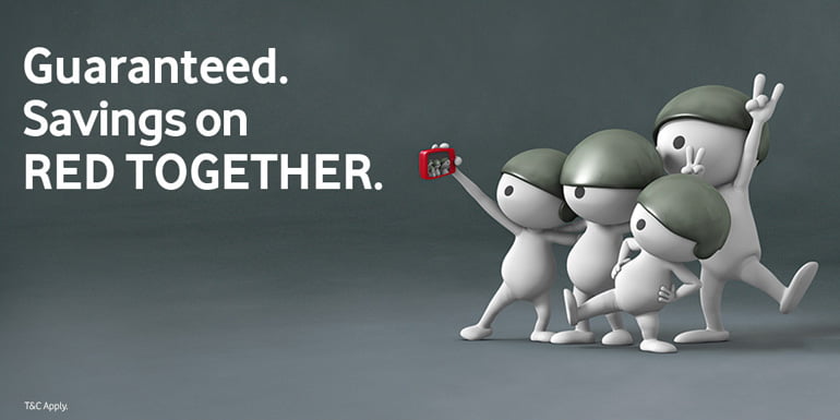Bring together with Vodafone RED Together - Savings on Rental and Extra Benefits